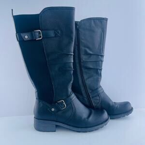 Earth Origins Women's Boots Size 7W Wide Calf Shaft Black Leather Penelope